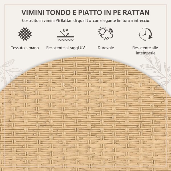 Outsunny Set da Giardino 7 Pezzi in Rattan PE con Tavolo da Pranzo 153x89x74 cm e 6 Sedie 52x62x78 cm con Cuscini | Aosom Italy