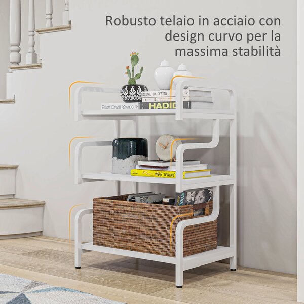 HOMCOM Scaffale Metallo per Stampante Industriale a 3 Livelli con piedini regolabili, per salotto, studio e cucina,55x40x77 cm, Bianco| Aosom Italy