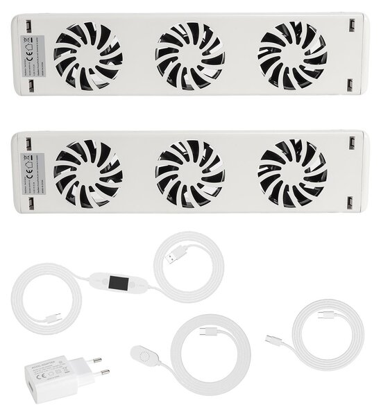 Ventilatore per radiatore Ikodm, set da 2, con controllo della temperatura, adatto per radiatori fino a 100 cm