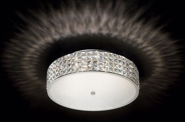 Plafoniera Contemporanea Roma Metallo-Cristallo Cromo 6 Luci 3W 3000K Luce Calda