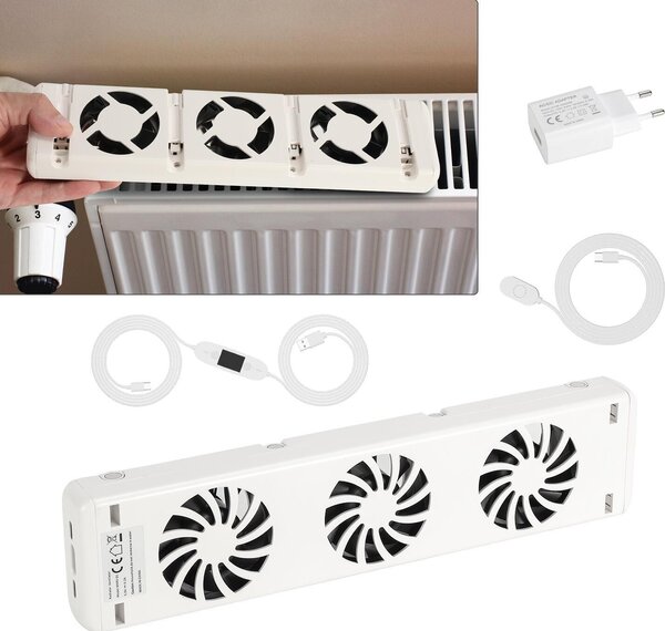 Ventilatore per termosifoni Ikodm, set da 1, con magnete, portata d'aria di 30 CFM, dotato di termostato