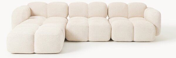 Divano componibile 4 posti in teddy bouclé con poggiapiedi (sinistra/destra) Tayla