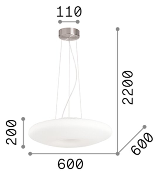 Sospensione Moderna Glory Vetro Bianco 5 Luci E27 D60