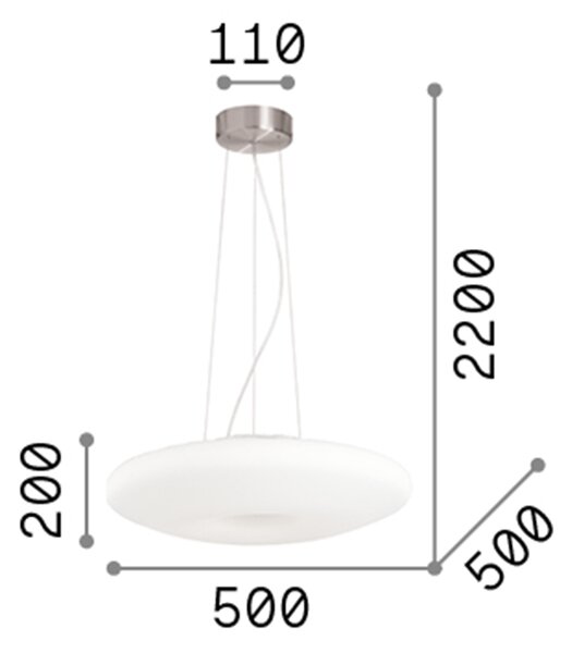 Sospensione Moderna Glory Vetro Bianco 3 Luci E27 D50Cm