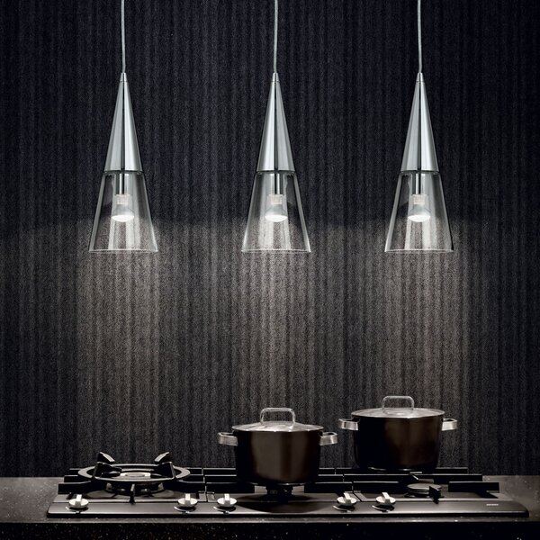 Sospensione Moderna Cono Metallo Cromo 1 Luce E14