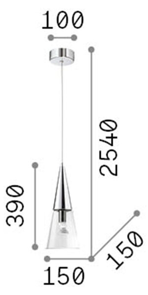 Sospensione Moderna Cono Metallo Cromo 1 Luce E14