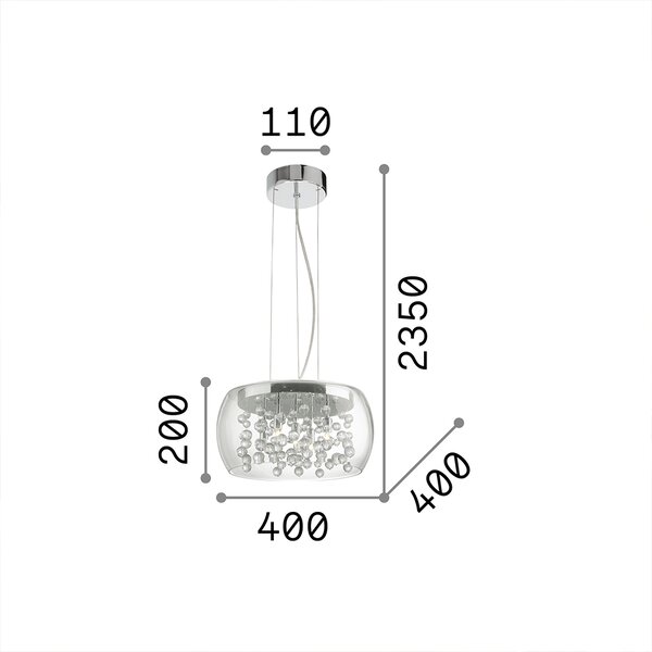 Sospensione Moderna Audi-80 Metallo Trasparente 5 Luci G9 3W 3000K Luce Calda