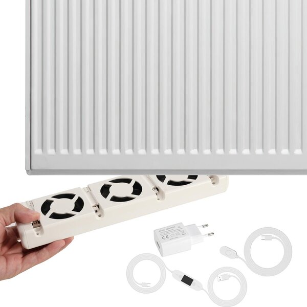 Ventilatore per termosifoni Eikuavons, set da 1, con magnete, portata d'aria di 30 CFM, dotato di termostato