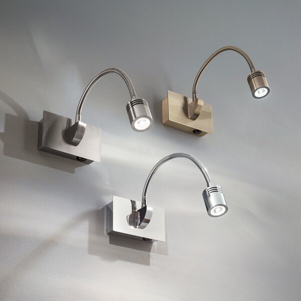 Applique Moderna Dynamo Metallo Nickel Flessibile Led 3W 4000K