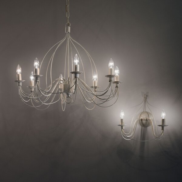 Applique Shabby Chic-Provenzale Corte Metallo Bianco 2 Luci E14