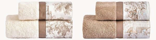 Set di 4 asciugamani in spugna di cotone Toile De Jouy