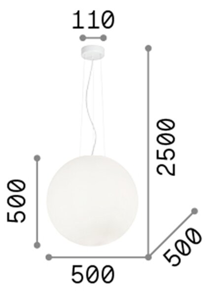 Sospensione Moderna Mapa Vetro Acidato Bianco 1 Luce E27 D50Cm