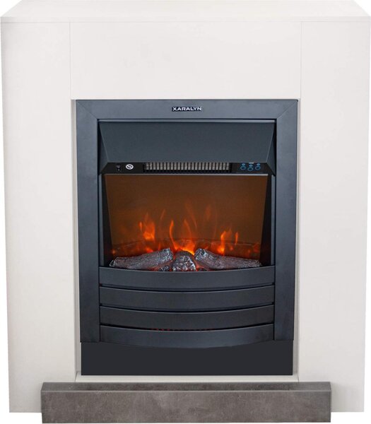 Camino elettrico Xaralyn - Kalmar - legno bianco - riscaldamento da 1800 Watt - con telecomando - mensola del camino inclusa Camino da incasso - Camino decorativo