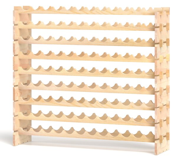 Costway Scaffale modulari impilabile per vino da 108 bottiglie, Scaffale di stoccaggio in legno a 9 ripiani per pavimento Naturale