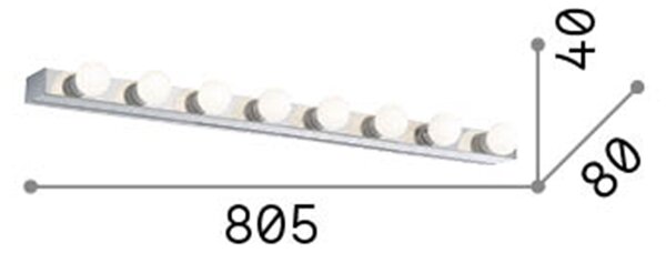 Applique Moderna Prive' Metallo Cromo 8 Luci E14