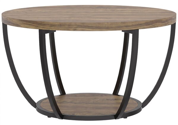 HOMCOM Tavolino da soggiorno con 2 ripiani, 80x80x43,8 cm, marrone e nero | Aosom Italy