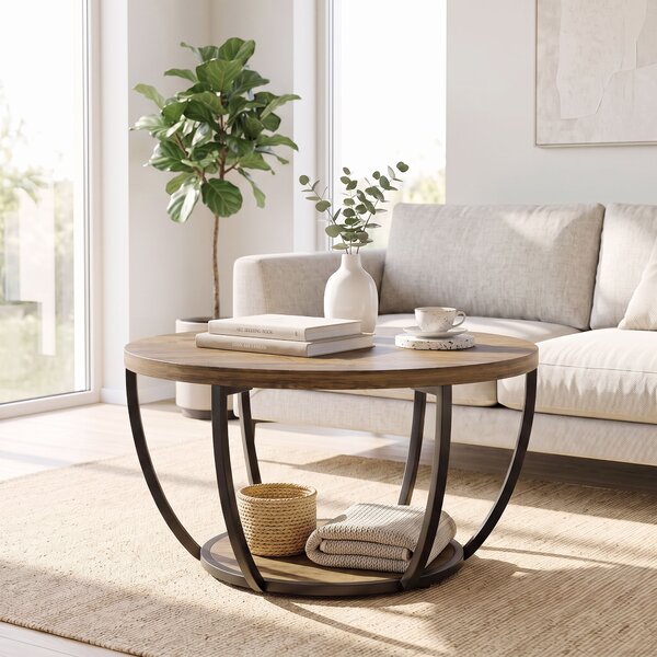 HOMCOM Tavolino da soggiorno con 2 ripiani, 80x80x43,8 cm, marrone e nero | Aosom Italy