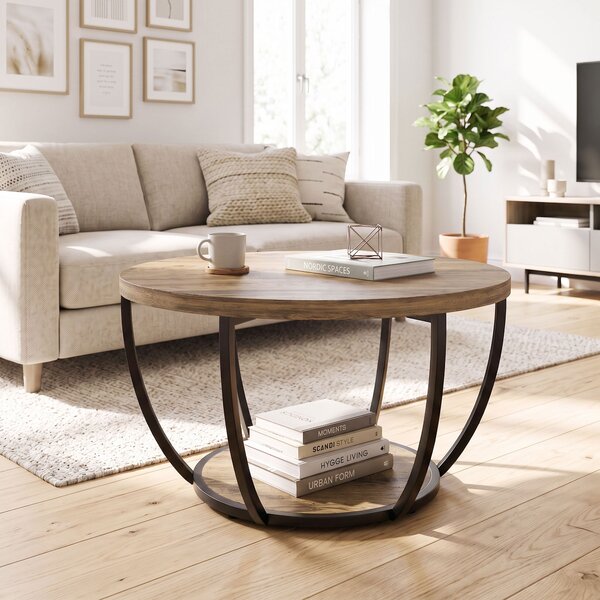 HOMCOM Tavolino da soggiorno con 2 ripiani, 80x80x43,8 cm, marrone e nero | Aosom Italy