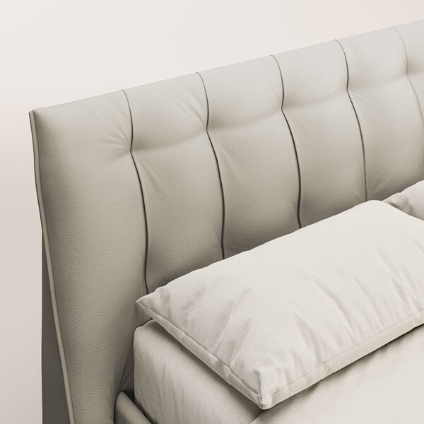 Clizia letto imbottito di design con vano contenitore in ecopelle impe
