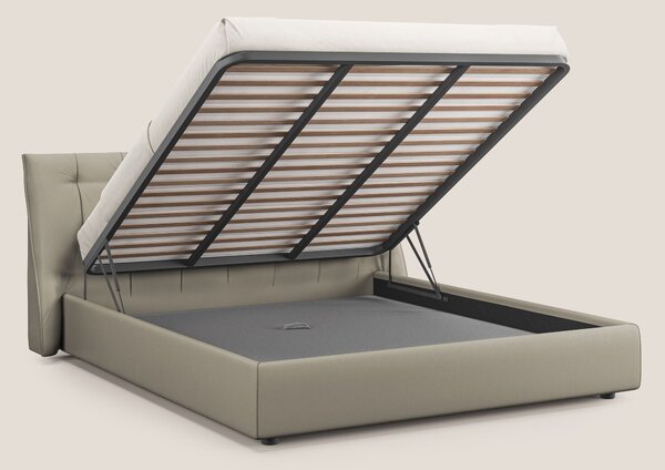 Clizia letto imbottito di design con vano contenitore in ecopelle impe
