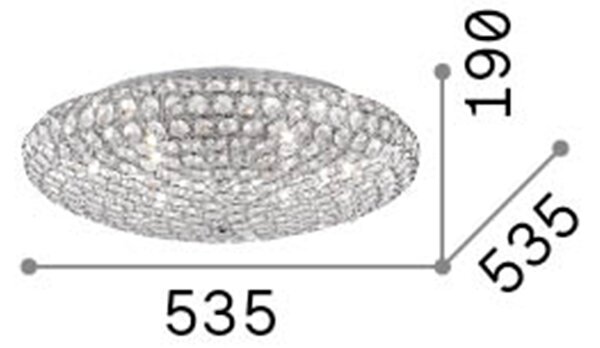 Plafoniera Contemporanea King Metallo-Cristallo Cromo 9 Luci G9 3W 3000K