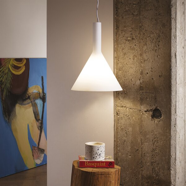 Sospensione Moderna Cocktail Vetro Bianco 1 Luce E27
