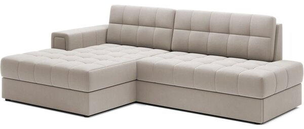 Divano angolare beige allungabile (con penisola a sinistra/con chaise lounge) con rivestimento in velluto Blezalt – ELTAP