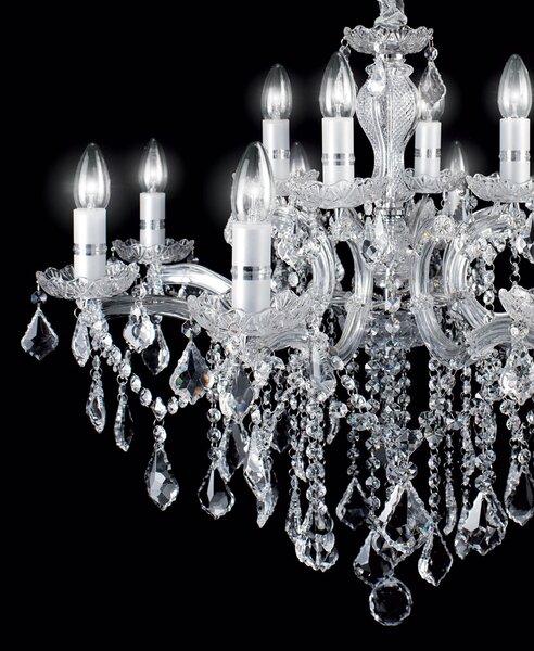 Lampadario Classico Florian Metallo-Cristallo Cromo 18 Luci E14