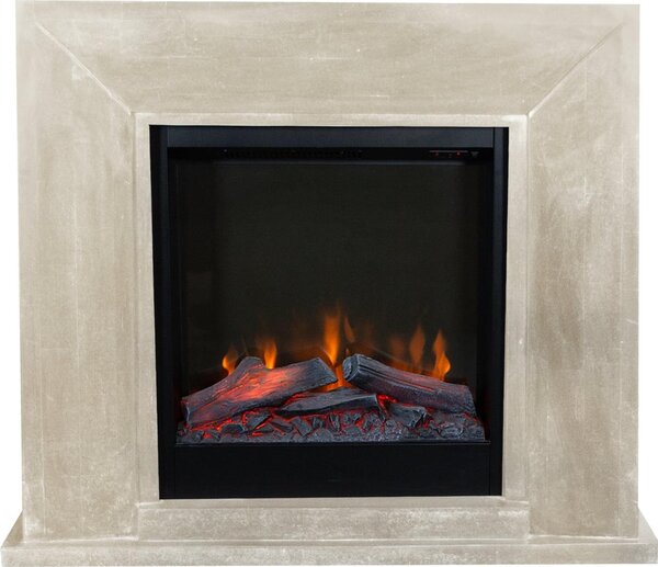 Caminetto elettrico Xaralyn - Nero ELE-SWP - pietra naturale levigata bianca - riscaldamento 1500 watt - con telecomando - caminetto da incasso incluso - caminetto decorativo