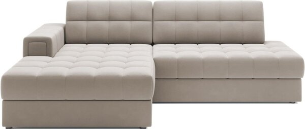 Divano angolare beige allungabile (con penisola a sinistra/con chaise lounge) con rivestimento in velluto Blezalt – ELTAP