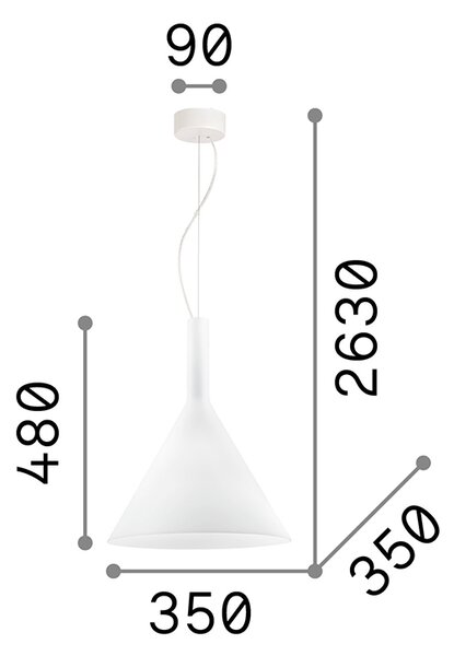 Sospensione Moderna Cocktail Vetro Bianco 1 Luce E27