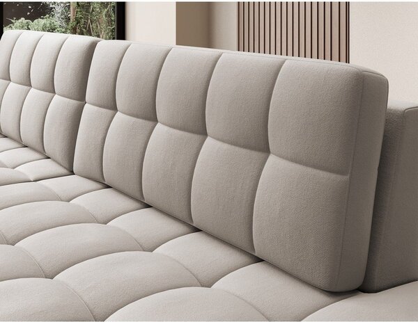 Divano angolare beige allungabile (con penisola a sinistra/con chaise lounge) con rivestimento in velluto Blezalt – ELTAP