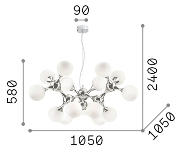 Sospensione Contemporanea Nodi Metallo Bianco 15 Luci E14