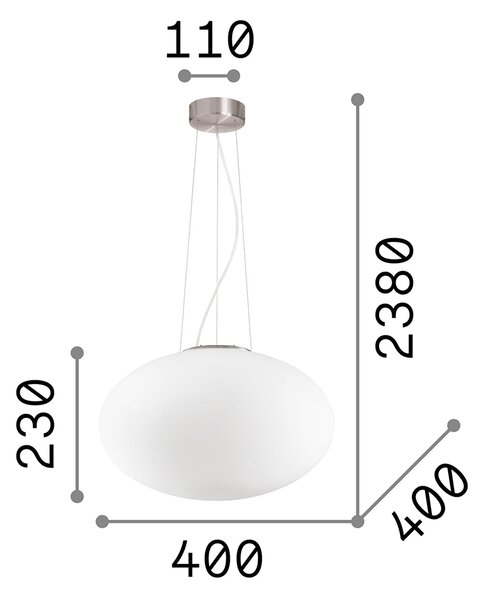 Sospensione Moderna Candy Vetro Bianco 1 Luce E27 D40Cm
