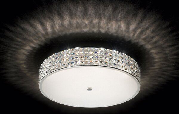 Plafoniera Contemporanea Roma Metallo-Cristallo Cromo 9 Luci 3W 3000K Luce Calda