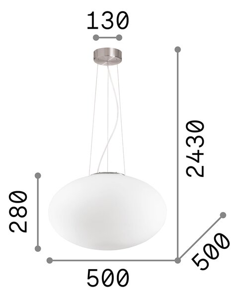 Sospensione Moderna Candy Vetro Bianco 1 Luce E27 D50Cm