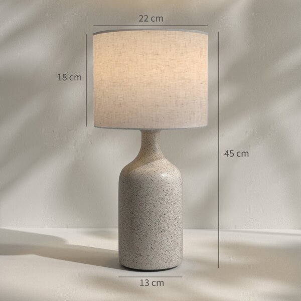 HOMCOM Lampada da tavolo con base in ceramica e paralume in lino, 22x22x45 cm, sabbia e beige | Aosom Italy