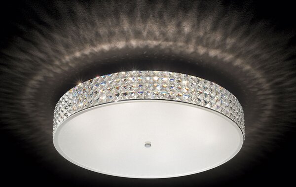 Plafoniera Contemporanea Roma Metallo-Cristallo Cromo 12 Luci 3W 3000K