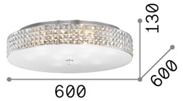 Plafoniera Contemporanea Roma Metallo-Cristallo Cromo 12 Luci 3W 3000K