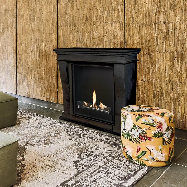 Caminetto a etanolo Xaralyn - Kreta-Mini BIU-SGP - Pietra naturale grigia lucidata - Potenza termica 3 kW - Mensola con caminetto da incasso inclusa - Caminetto decorativo