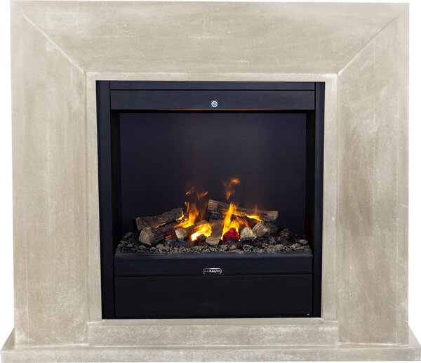 Caminetto a vapore acqueo Xaralyn - Nero EAL-SWP - pietra naturale levigata bianca - riscaldatore da 1500 watt - con telecomando - caminetto elettrico Opti-Myst - caminetto da incasso incluso - caminetto decorativo