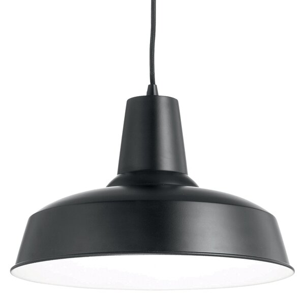 Sospensione Industrial-Minimal Moby Metallo Nero 1 Luce E27