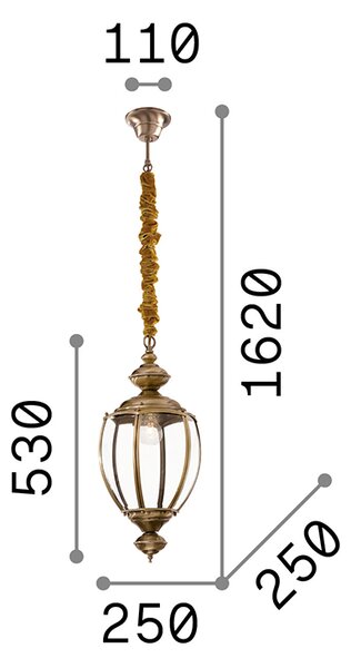 Sospensione Rustica-Country Norma Metallo Cromo 1 Luce E27