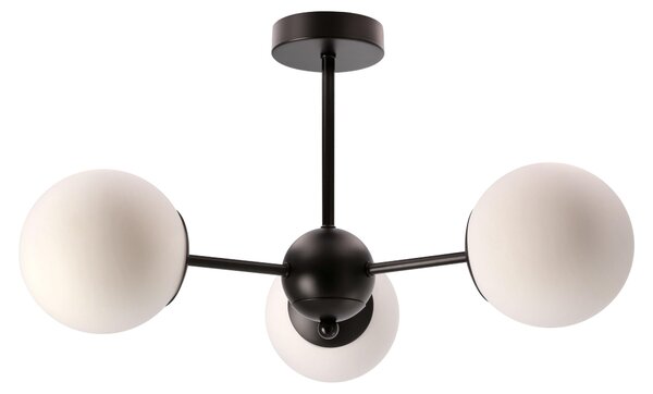 Lampada da soffitto con sfere bianche Calari, bianco e nero, 3xE14x40W, metallo, dimensioni: 28x54x54 cm, IP20, Candellux