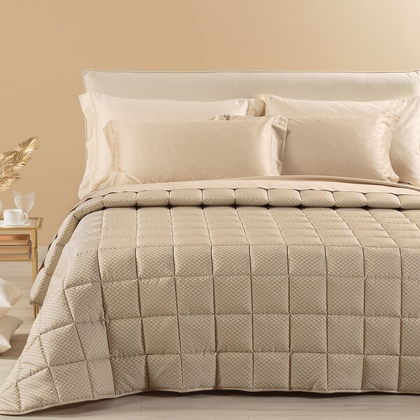 Trapunta Leggerissima In Raso Jacquard Luce Matrimoniale Dreaming Naturale Caleffi