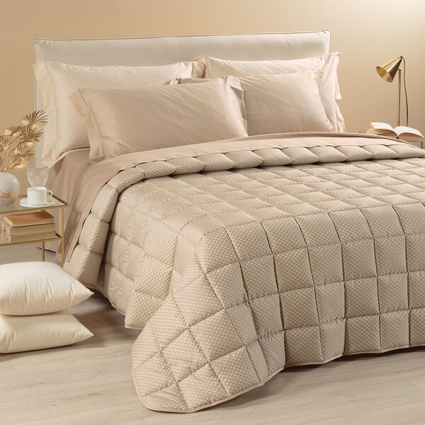 Trapunta Leggerissima In Raso Jacquard Luce Matrimoniale Dreaming Naturale Caleffi