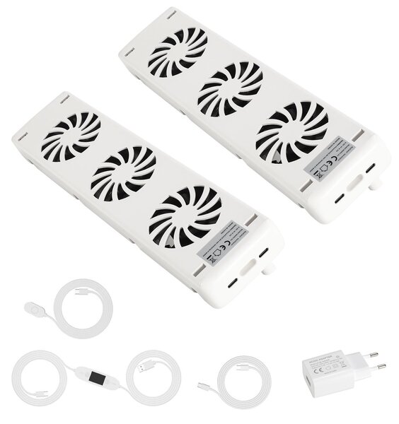 Ventilatore per termosifoni Vigevee, set da 3, con magnete, portata d'aria di 60 CFM, termostato