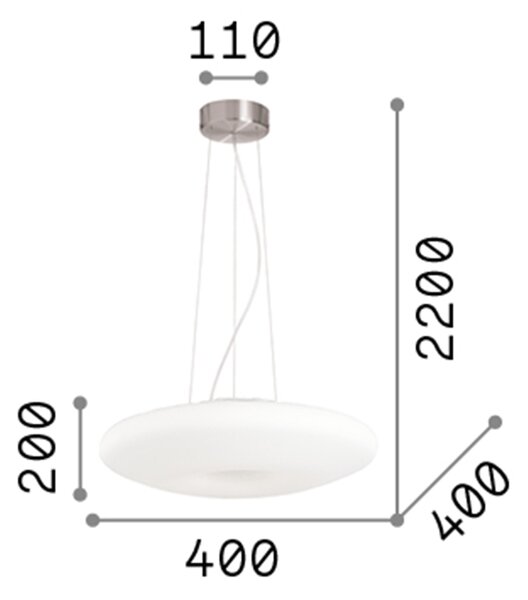 Sospensione Moderna Glory Vetro Bianco 3 Luci E27 D40Cm