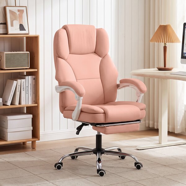HOMCOM Sedia da ufficio ergonomica reclinabile in pelle sintetica e altezza regolabile, rosa | Aosom Italy