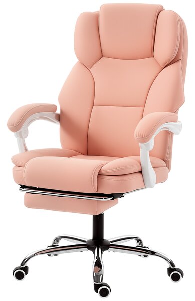 HOMCOM Sedia da ufficio ergonomica reclinabile in pelle sintetica e altezza regolabile, rosa | Aosom Italy